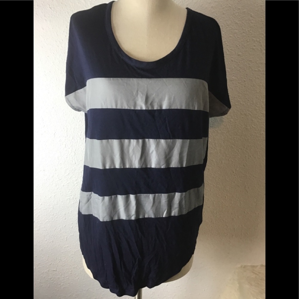 Gap blue/gray striped blouse size medium